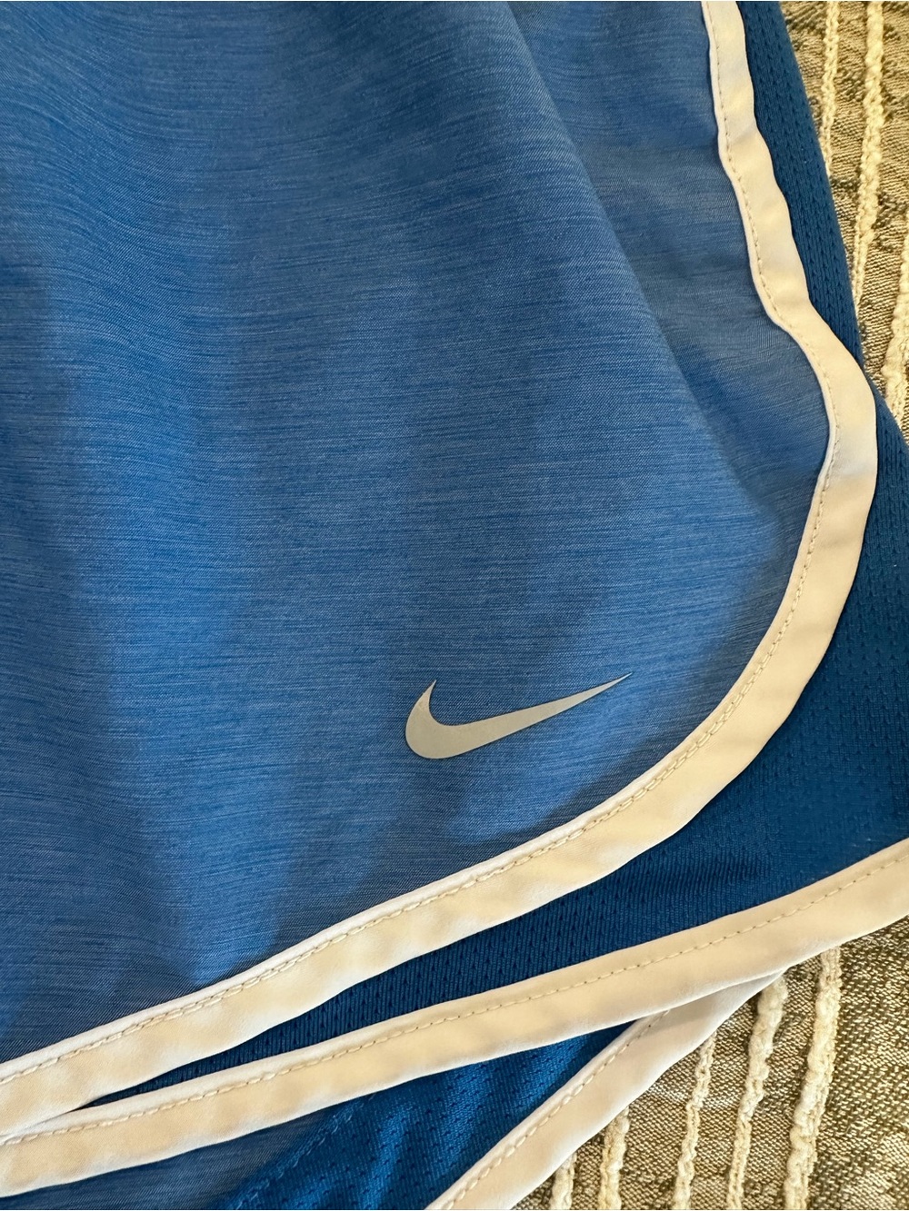 Nike Royal Blue Women's Running Shorts with White Trim - Picture 2 of 3